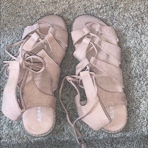 Pink Strap up Sandals. Never Worn.